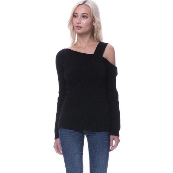 Endless Rose Sweaters - Endless Rose Mohair Asymmetric black fuzzy sweater like new